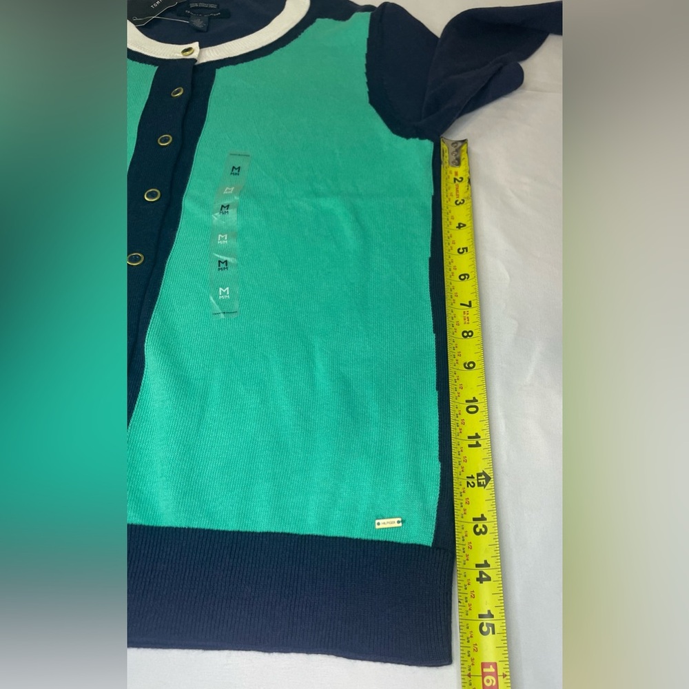 Tommy Hilfiger Teal and Navy Button-Up Cardigan - Picture 12 of 13